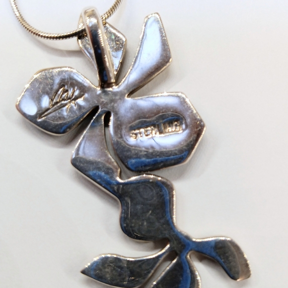 Handmade 1 3/4" Long Sterling Opal MOP Gemstones Necklace Pendant OOAK - Picture 5 of 7